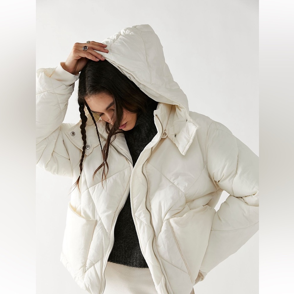 Free People quilted cream puffer coat